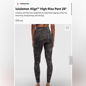 Lululemon Align Leggings size 20 camo print